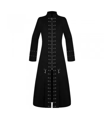 Men Gothic Coat Black Punk Pin Head Vampire Jacket Handmade Trench Coat (2025)