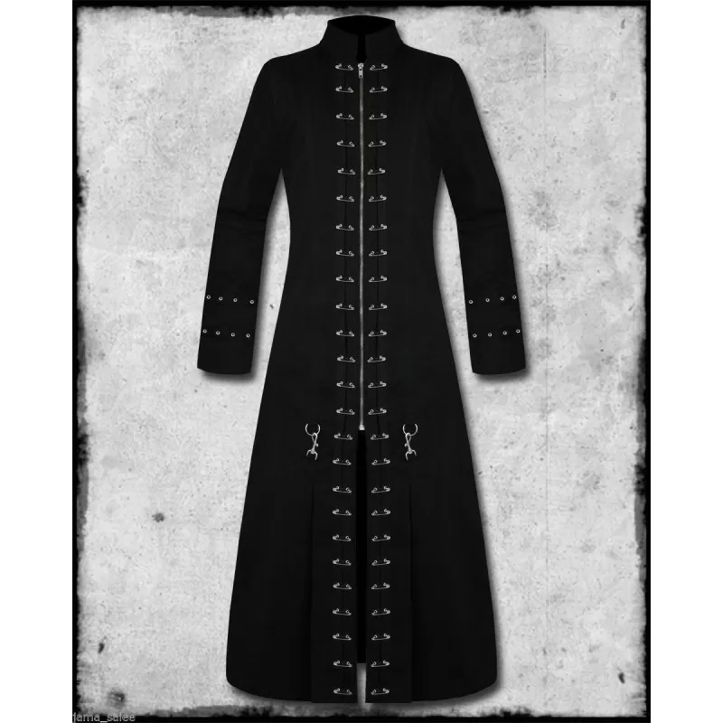 Men's Goth Stand Collar Front Zip Long Jacket – Punk Design