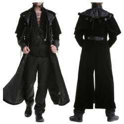 Mens Steampunk Gothic Coat Vtg Regency Highwayman Long coat 