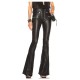 Punk Wind Wide Leg PU Leather Pant Flared Trousers Women Gothic Pant