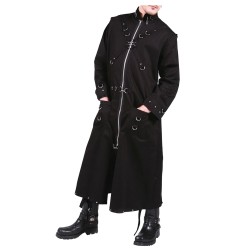 Men Gothic Coat Steampunk Black D Rings Long Coat Gothic Clothing