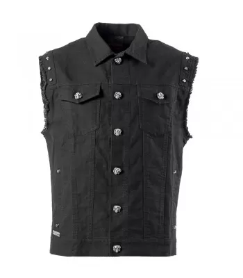 Men Gothic Sleeves Less Shirt With Metal Buttons and Studs Rock Style Vest (2025)