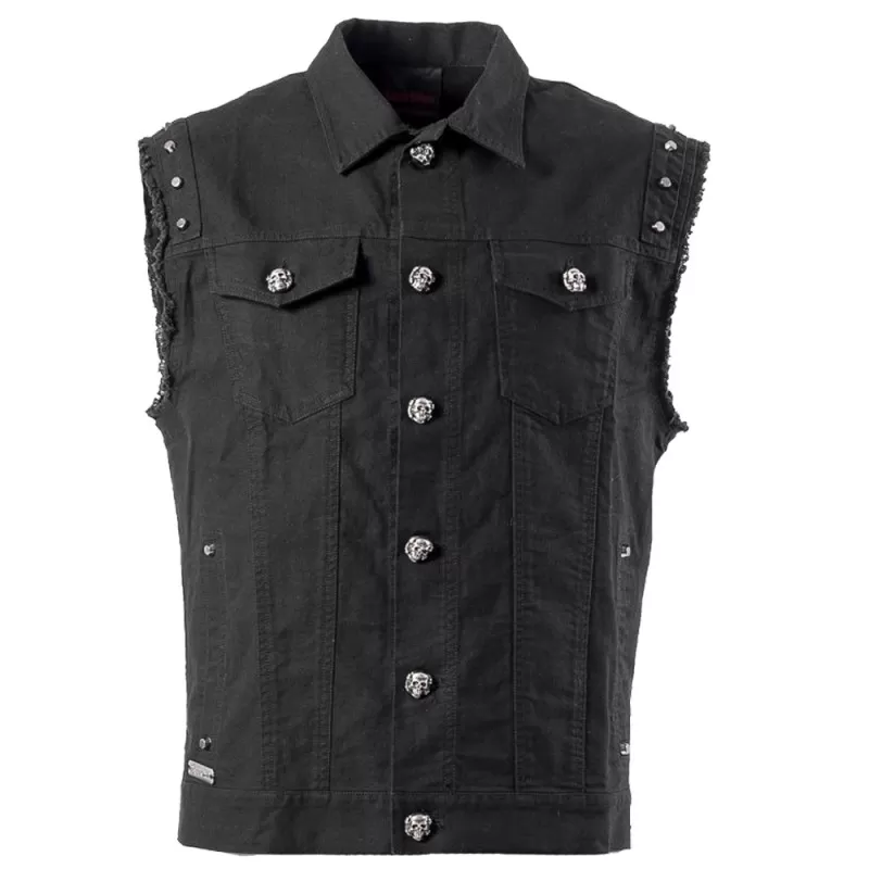 Men Gothic Sleeves Less Shirt With Metal Buttons and Studs Rock Style Vest