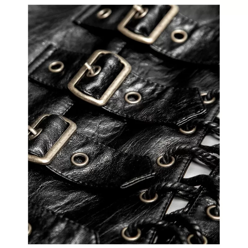 Punk Men Dieselpunk Waistcoat Black Gothic Faux Leather Men Gothic Vest  (2025)