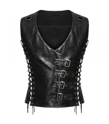 Punk Men Dieselpunk Waistcoat Black Gothic Faux Leather Men Gothic Vest  (2025)