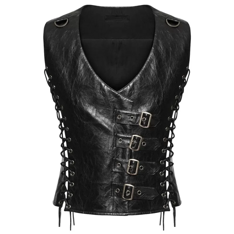 Punk Men Dieselpunk Waistcoat Black Gothic Faux Leather Men Gothic Vest  (2025)