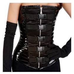 New Gorgeous Buckle Zip Women Punk Corset Bustier Open Bust Steel Boned Corset 