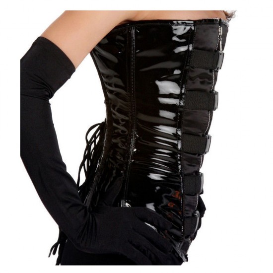New Gorgeous Buckle Zip Women Punk Corset Bustier Open Bust Steel Boned Corset 