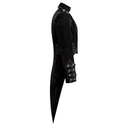 Mens Gothic Tailcoat Jacket Black Velvet Gothic Steampunk Vampire Swallowtail
