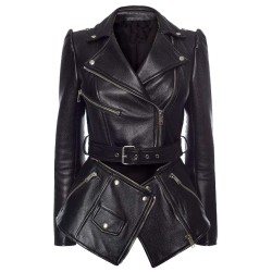 Women Vintage Zip UpGothic Coat Steampunk PU Leather Coat 