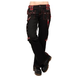 Men Black Gothic Pant Red Thread Unisex Pant Tartan Trousers 