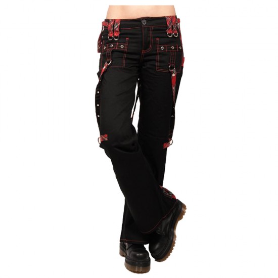 Men Black Gothic Pant Red Thread Unisex Pant Tartan Trousers