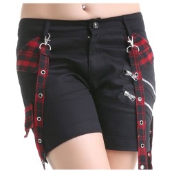 Women Tartan Punk Black Short 