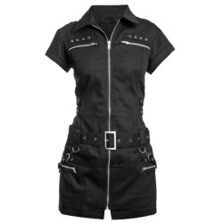 Women Gothic Buckle Belt Zipper Ladies Jacket