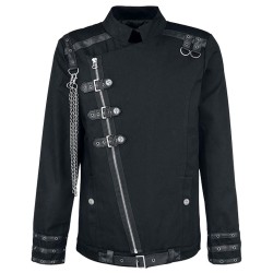 Men Gothic Shirt Black With Chain Shirt For Sale
