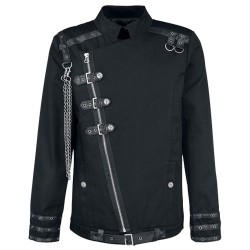 Men Gothic Shirt Black With Chain Shirt For Sale