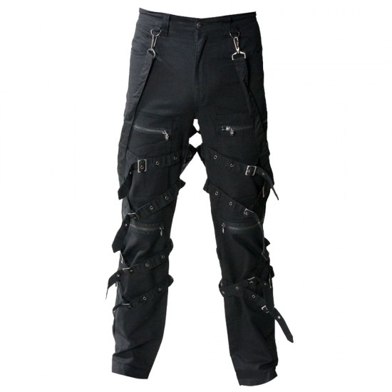 Gothic Men Black Chrome Trousers Punk Rock Buckle Pant Prime Quality Trouser Pant
