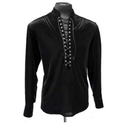 Men Black Gothic Shirt Velvet Gothic Shirt
