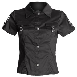 Men Gothic Shirt Half Sleeve Shirt Front Pocket For Sale