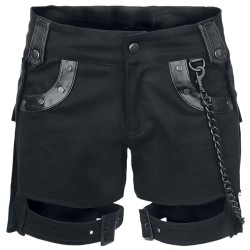 Women Clouds Denim Black Chain EMP Shorts 