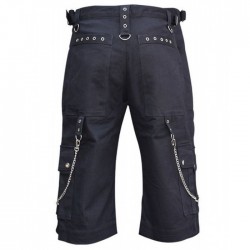 Men Gothic Short Cyber Bondage Short Metal Punk Rock Chain Trouser