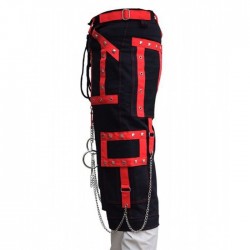 Men Gothic Cyber Bondage Short Red Straps Gothic Short Pant