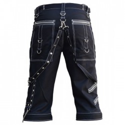 Men Bondage Gothic Short White Thread Chains Short Pant
