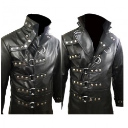 Mens Genuine Leather Gothic Long Coat Black Van Helsing