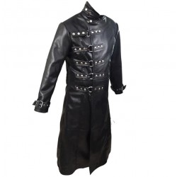 Mens Genuine Leather Gothic Long Coat Black Van Helsing