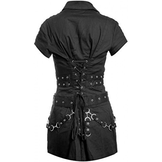 Women Gothic Buckle Belt Zipper Ladies Jacket
