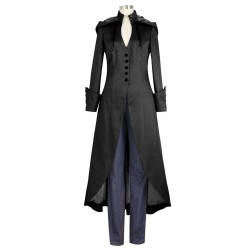 Women Gothic Coat Goth Punk Emo Long Vintage Coat Steampunk Military Coat