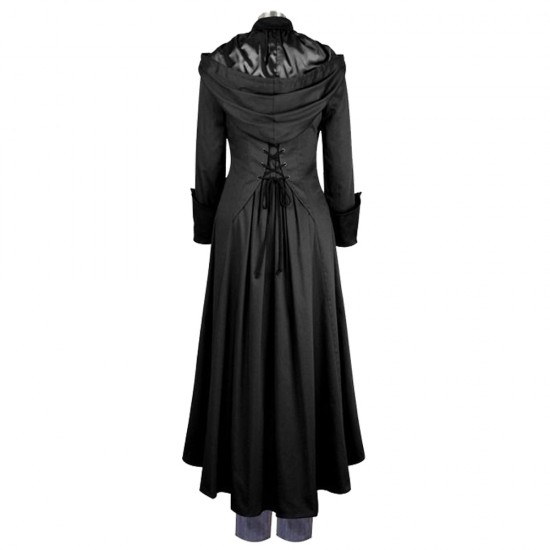 Women Gothic Coat Goth Punk Emo Long Vintage Coat Steampunk Military Coat