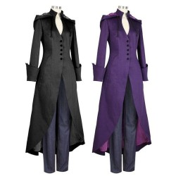 Women Gothic Coat Goth Punk Emo Long Vintage Coat Steampunk Military Coat