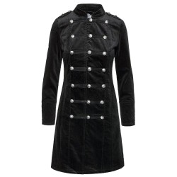 Womens Gothic Velvet Black Slim Fitted Coat Womens Vintage Fashion Coat 