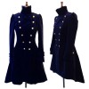 Women Blue Velvet Coat Double Breasted Frock Women Gothic Coat 
