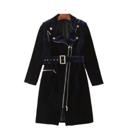 Women Charming Zipper Slim Velvet Fashion Dress Coat Women Sexy Mini Coat 