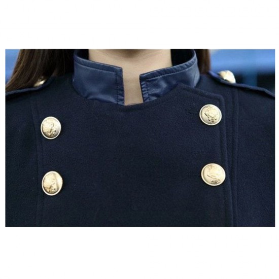 Womens British Style Slim Fit Wool Blend Trench Double Breasted Long Jacket Military Coat Womens British Style Slim Fit Wool Blend Trench Double Breasted Long Jacket Military Coat