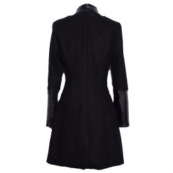 Womens British Style Slim Fit Wool Blend Trench Double Breasted Long Jacket Military Coat 