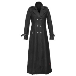 Women Gothic Style Military Black Wool Coat Women Long Coat 