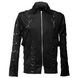 Men Black Gothic Shirt Sleeve Zip Shirt For Sale 10 D