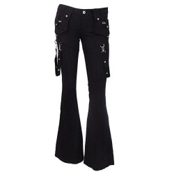 Women Pencil Pants Devil Fashion Punk Black Lace-up Skinny