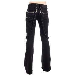 Women Pencil Pants Devil Fashion Punk Black Lace-up Skinny