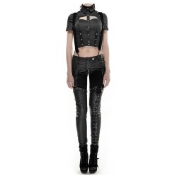 Women Jeans Apocalyptic Style Pant Gothic Black Military Trousers Black Sexy Faux Leather Pant 