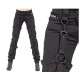 Women Black Bondage Pants Buckles Detachable D-Ring Trouser