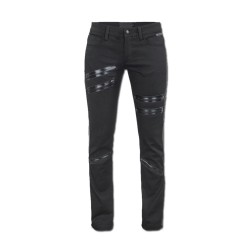 Women Goth Long Pants With Zippers Black Punk Rock Decorated Pants 