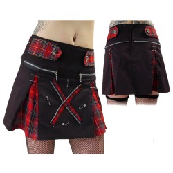 Women Death Rock Short Mini Skirt Kilt Tartan Skirt Gothic