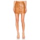 Women Brown Shrimp Ton Leather Mini Skirt Front Snap Pockets Women Gothic Skirt 