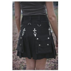 Women Gothic Skirt Canvas Sexy Women Metal Soft Real Cotton Kilt Mini Skirt 