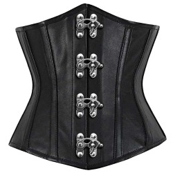 FeelinGirl Gothic Corsets for Women Underbust Vintage Bustiers Lace Up 24 Steel Boned Plus Size Steampunk Satin Corset with G-string 