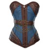 Women Corset Harnock Denim Overbust Corset With Brown Faux Leather Women Corset Harnock Denim Overbust Corset With Brown Faux Leather